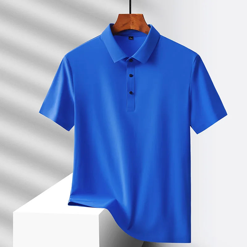 Roupa de verão de pai, camiseta masculina de manga curta de meia-idade, seda gelo de verão de secagem rápida, mei