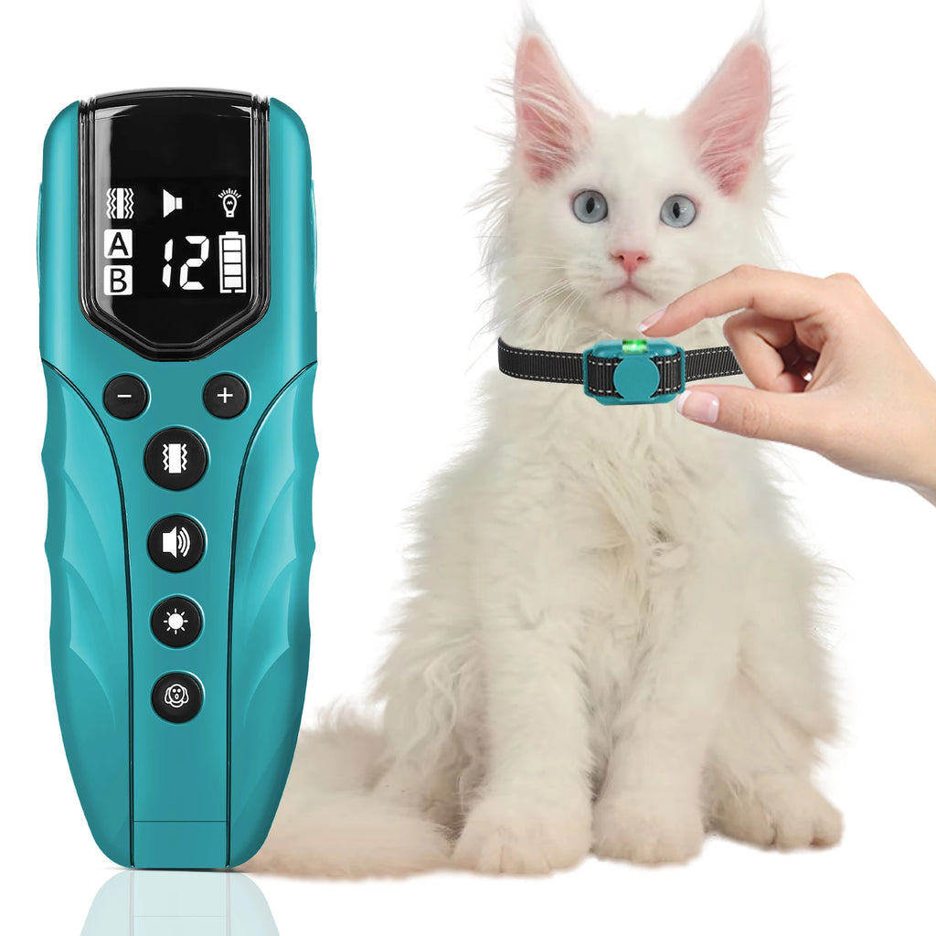 Coleira de Adestramento para Gatos Sem Choque, Coleira Vibratória para Gatos com Controle Remoto de 600m, Coleira com Bip e Vibração para Gatos de 3,6-45kg, Recarregável