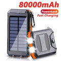 Power Bank Solar 80000mAh Carregamento Portátil Luz LED Forte