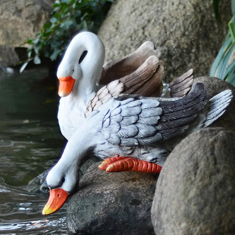 Garden Goose Fountain Statue Outdoor