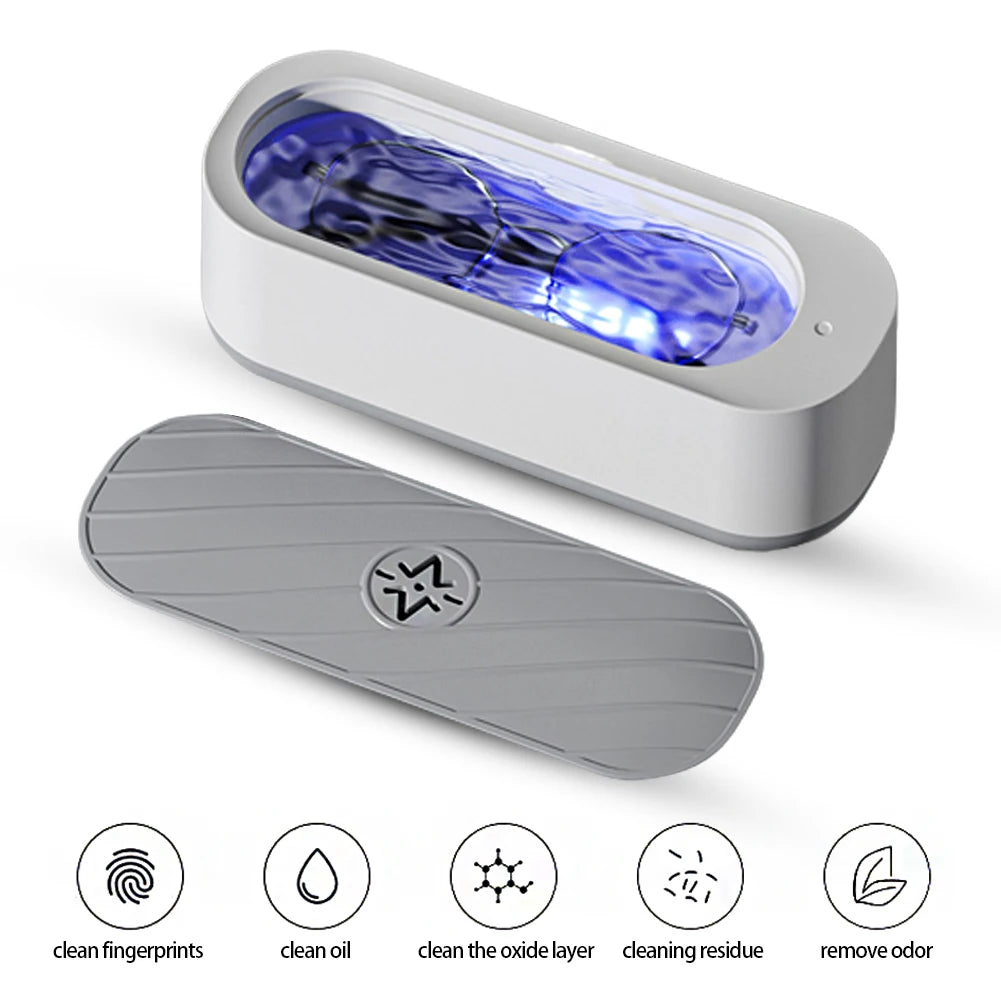 USB Rechargeable Mode Or Battery Mode Ultrasonic Cleaning Machine  High Frequency Vibration Wash Cleaner Jewelry Glasses Cleaner