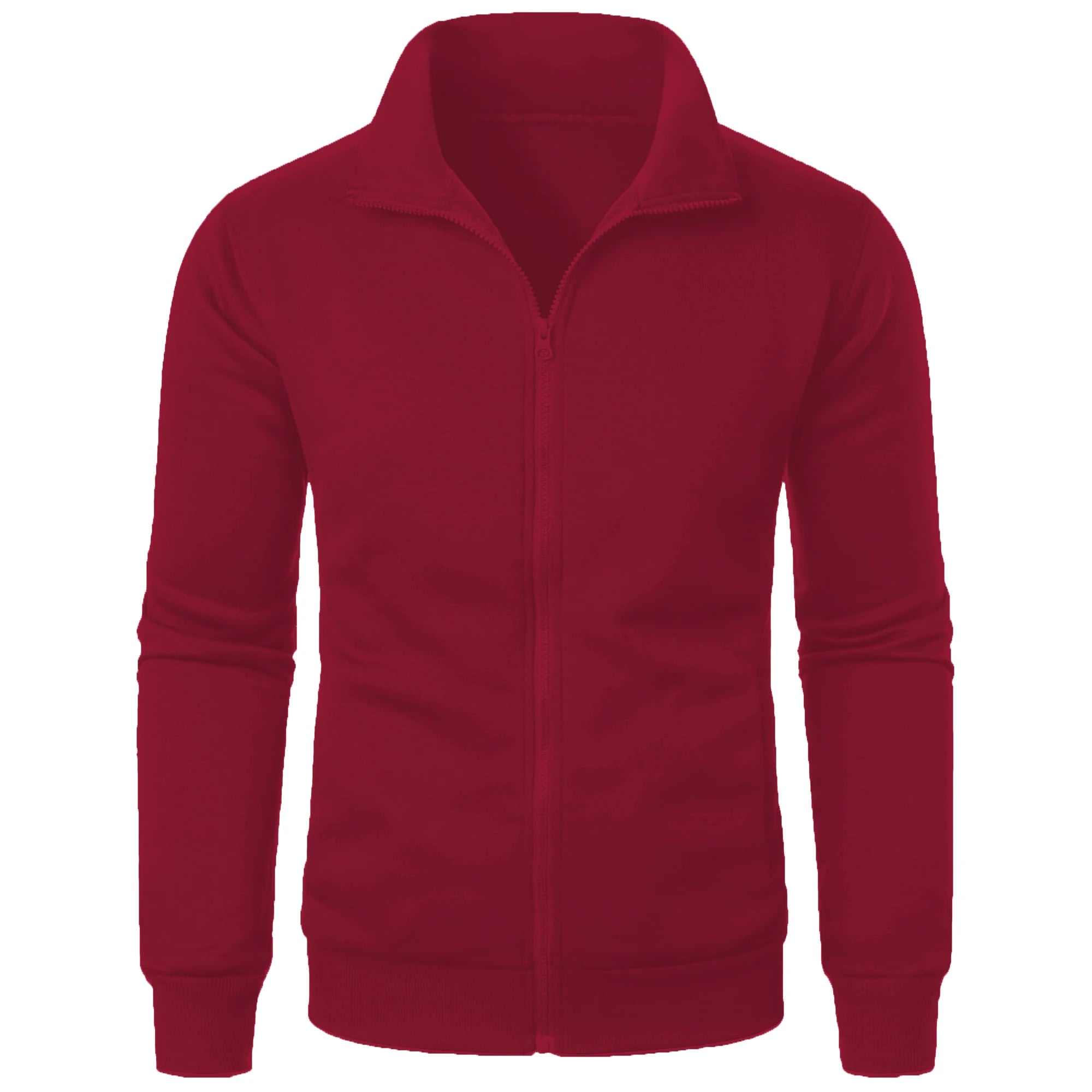 Jaqueta masculina casual esportiva com zíper e gola alta, blusa masculina de cor sólida