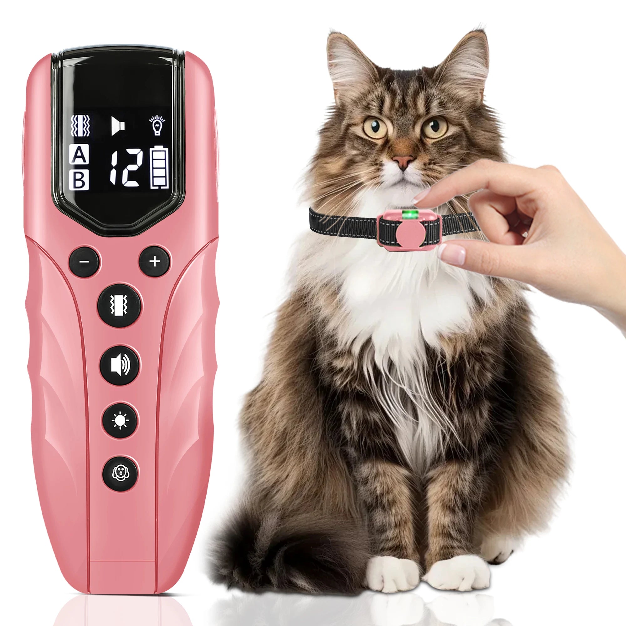 No Shock Cat Training Collar, Vibrating Cat Collar with Remote 2000ft, Beep and Vibration Collor for Cats 8-100lbs, Rechargeable