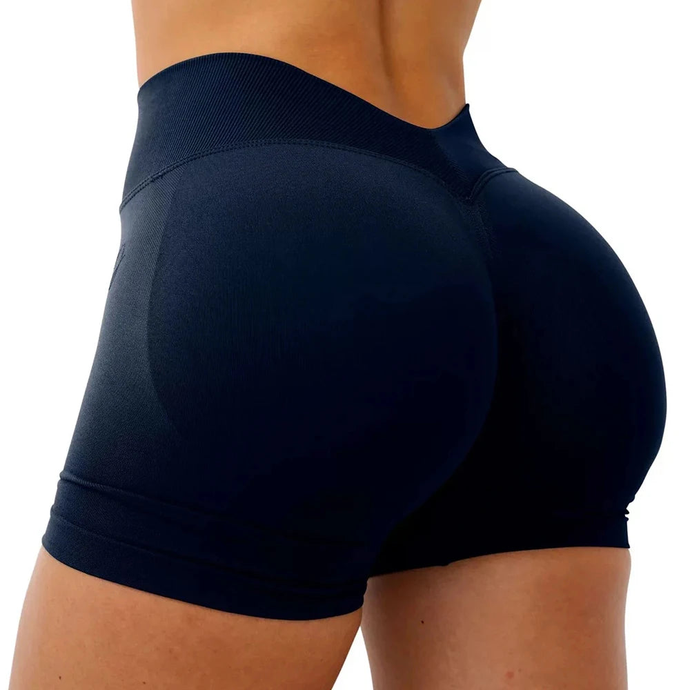 Shorts de Academia Feminino Shorts de Yoga Sem Costura Fitness Treino Roupa de Yoga Leggings Curtas Levanta Bumbum Shorts Esportivos Cintura V