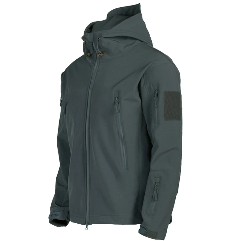 Jaquetas Militares Masculinas Soft Shell Shark Skin Táticas Corta-vento Impermeáveis Jaquetas Masculinas de Combate Casacos Bomber Masculinos com Capuz
