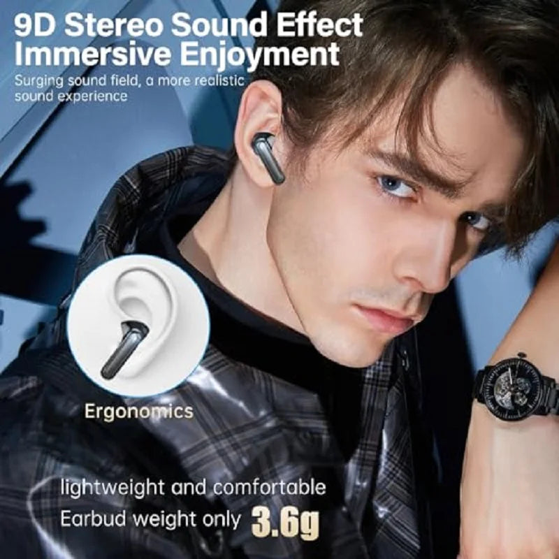 Bluetooth 5.3 Earbuds 50H Playtime LED Display Wireless Headphones ENC Noise Cancelling HiFi Stereo IPX7 Waterproof Sports Heads