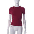 2023 Primavera Nova Camiseta Manga Curta Feminina Cor Sólida Simples Casual Macia Versátil Quente Básica Cropped Top Camisetas Moda Verão - Bordô G