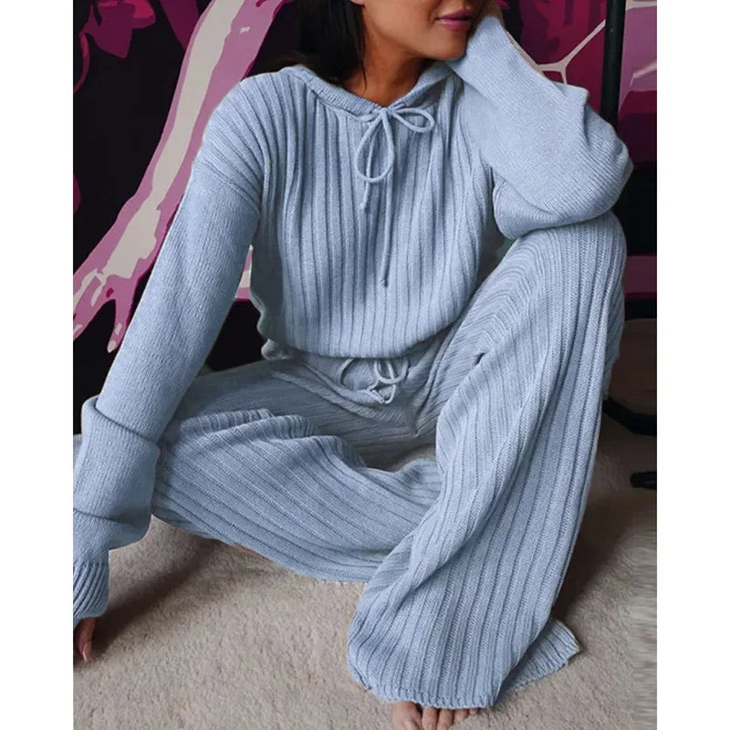 2023 Outono Casual Feminino Moletom Agasalho Lounge 2 Peças Conjunto Solto Com Capuz Para Mulheres