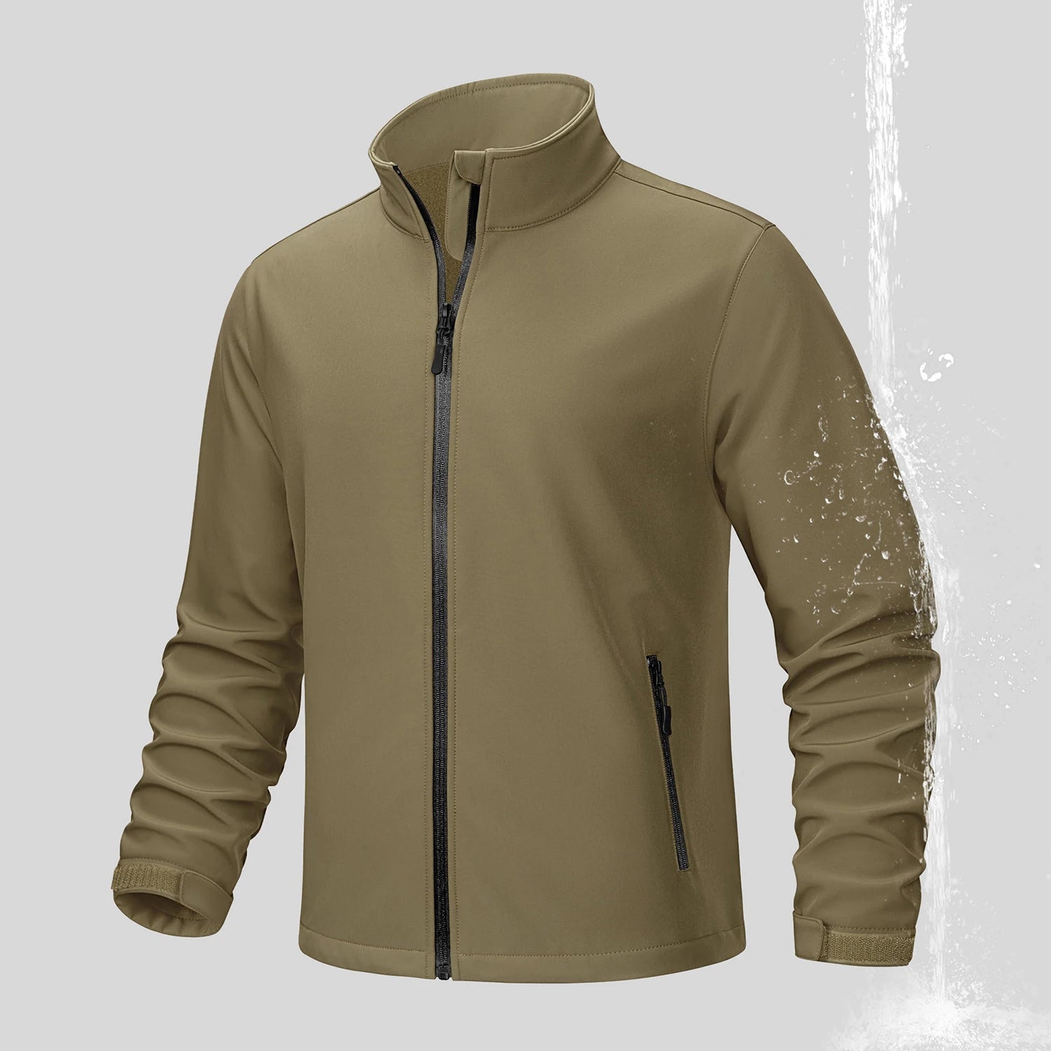 Tacvasen Jaqueta Softshell Masculina Forrada com Fleece Zíper Completo Jaqueta de Chuva Masculina Jaqueta de Trabalho ao Ar Livre Corta-vento Masculino para Trekking Primavera Caminhada