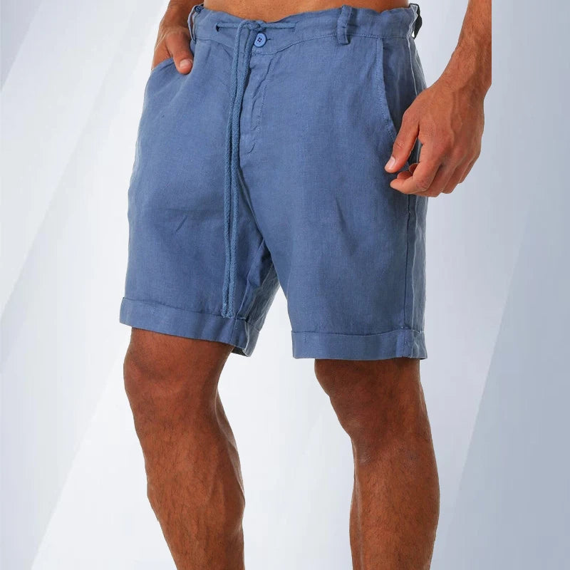 Moda Verão Masculina Shorts de Linho Masculino Shorts de Praia de Algodão Masculino Novo Selvagem Lazer Solto Sólido Shorts Cargo para Homens Shorts de Moletom