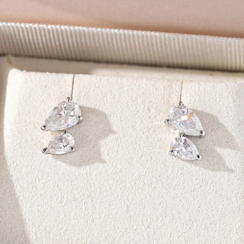 TFGLBU 3CT D VVS1 Pear Cut Moissanite Earring for Women Lab GRA Certified Grow Diamond Solid S925 Silver Ear Stud Fine Jewelry