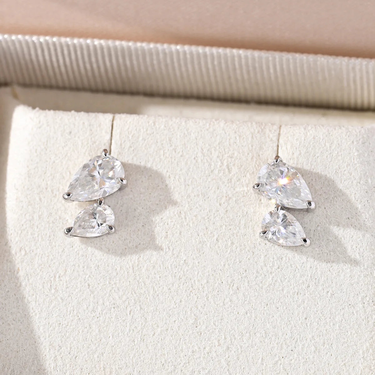 TFGLBU 3CT D VVS1 Pear Cut Moissanite Earring for Women Lab GRA Certified Grow Diamond Solid S925 Silver Ear Stud Fine Jewelry