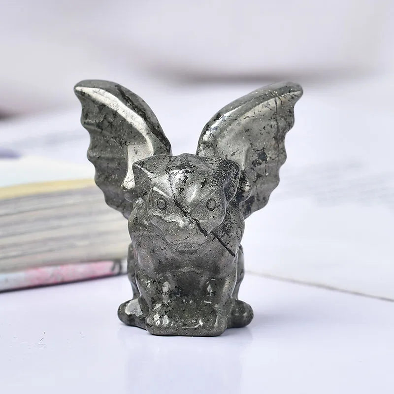 Estatueta de Gárgula de Cristal Decoração de Casa Bruxaria com Pedras Preciosas
