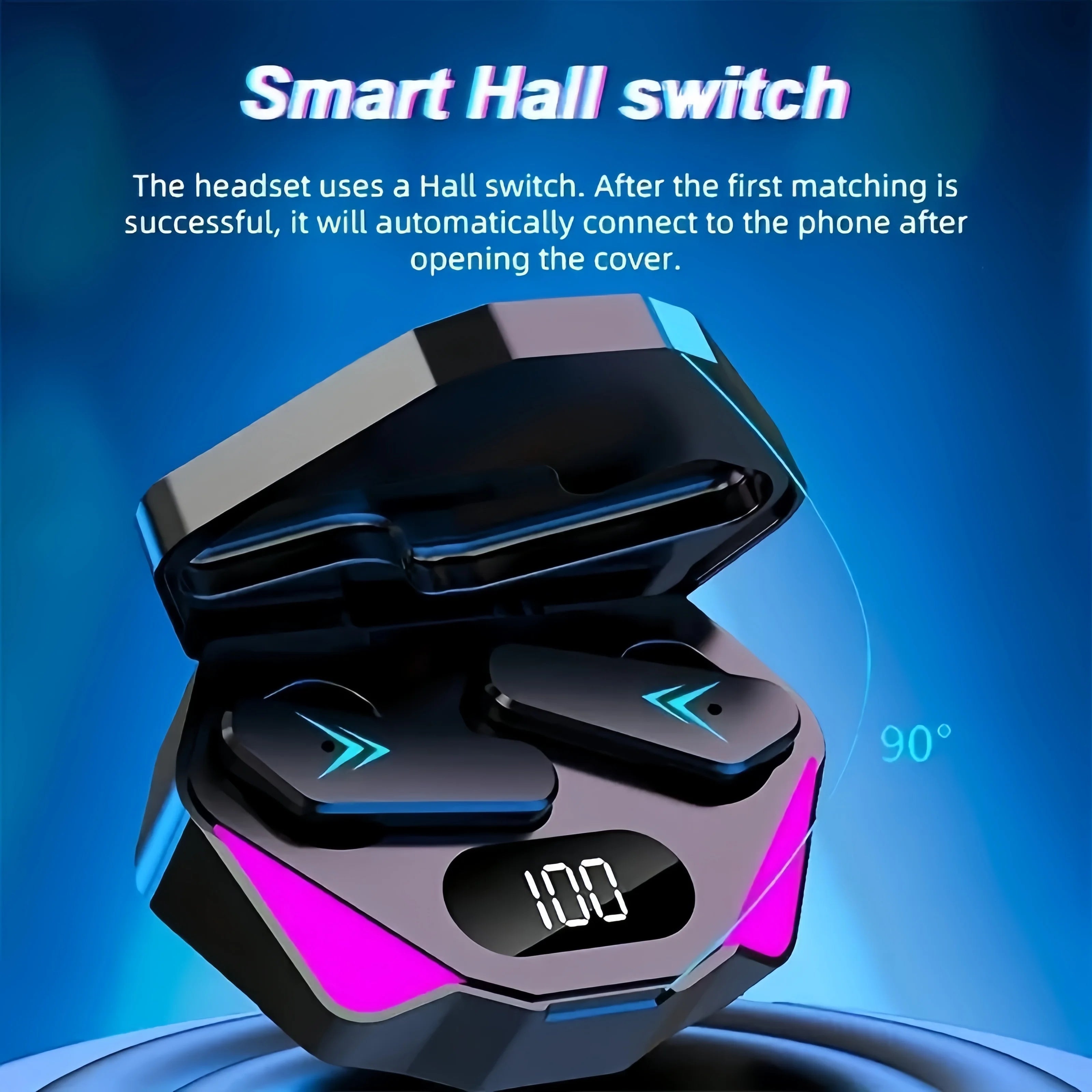 Fones de ouvido Bluetooth sem fio X15 TWS com tela LED para jogadores com microfone Fones de ouvido sem fio com cancelamento de ruído