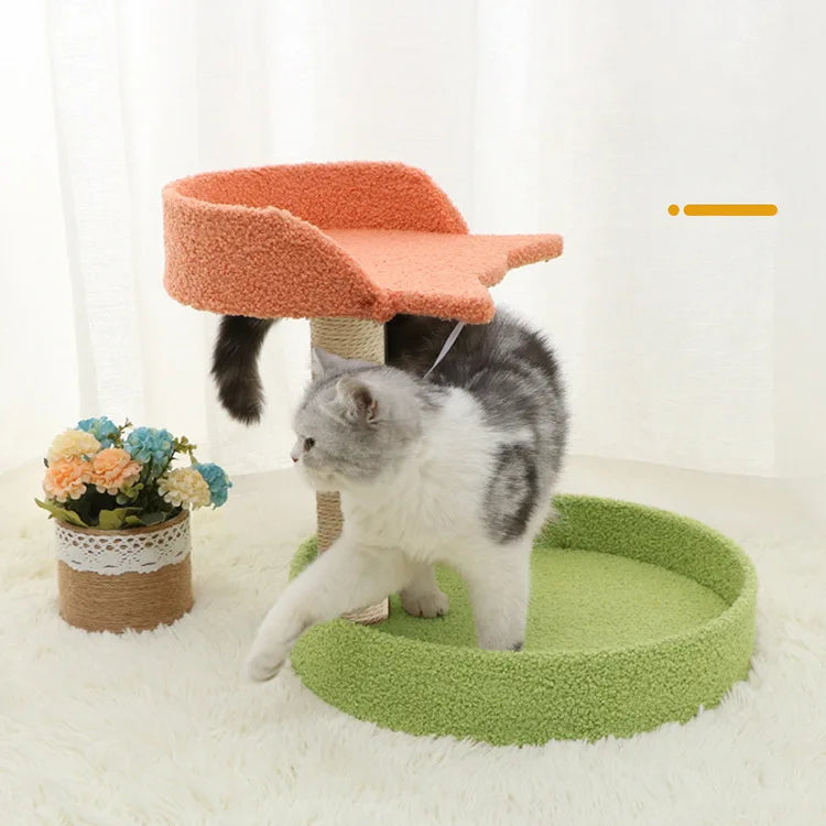 Pet colored cat climbing frame, cat nest, cat tree integrated villa grabbing board, large cat jumping platform shelf toy