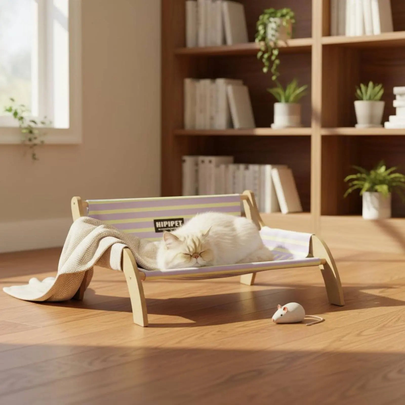 Elevated Pet Bed Breathable Wooden Frame Pet Cot Moisture-Resistant for Summer