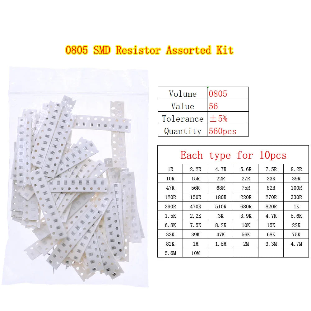 Kit de Resistores SMD Fixos 0ohm-10Mohm Sortidos