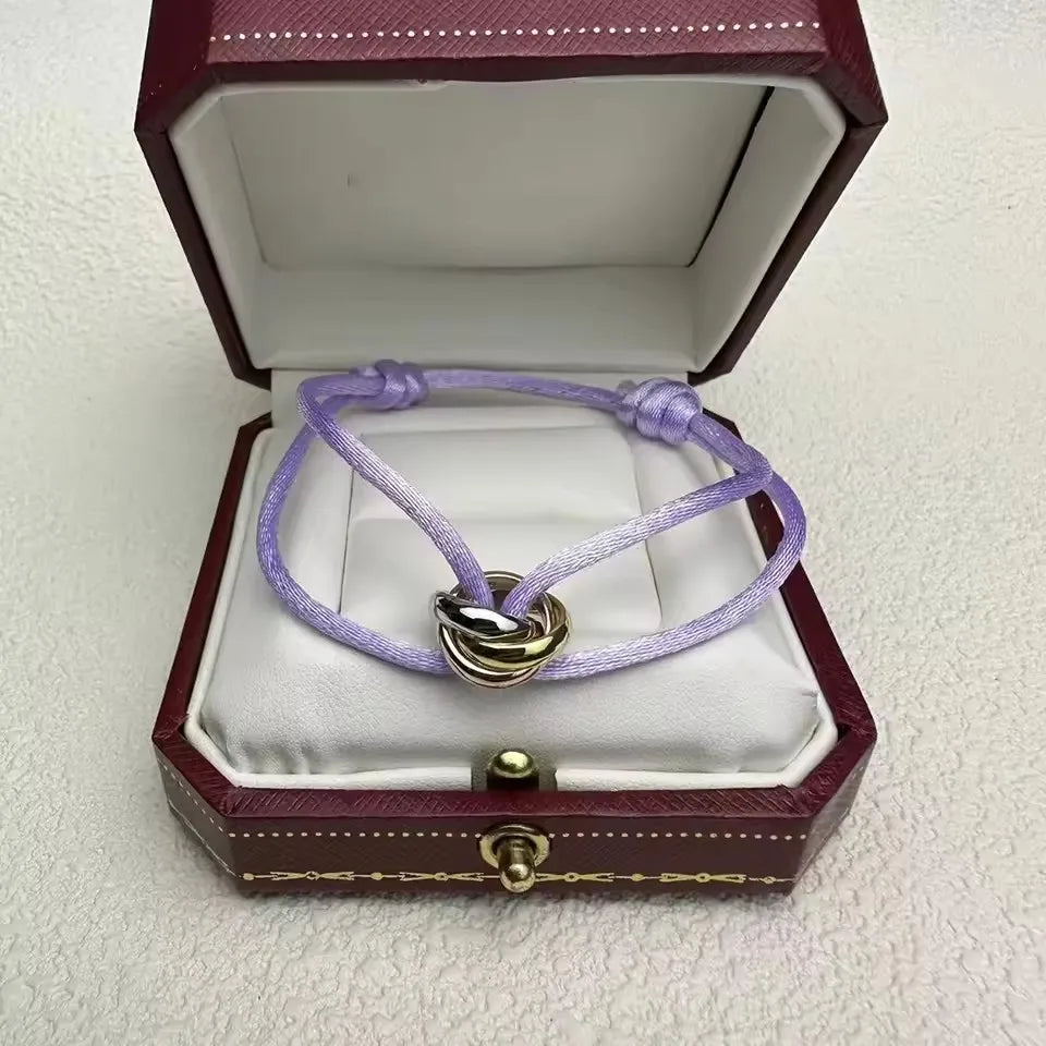 Pulseira de casal clássica de luxo S 925 prata três anéis tricolor cruz. Presentes de Natal. Não desbota. Não causa alergia