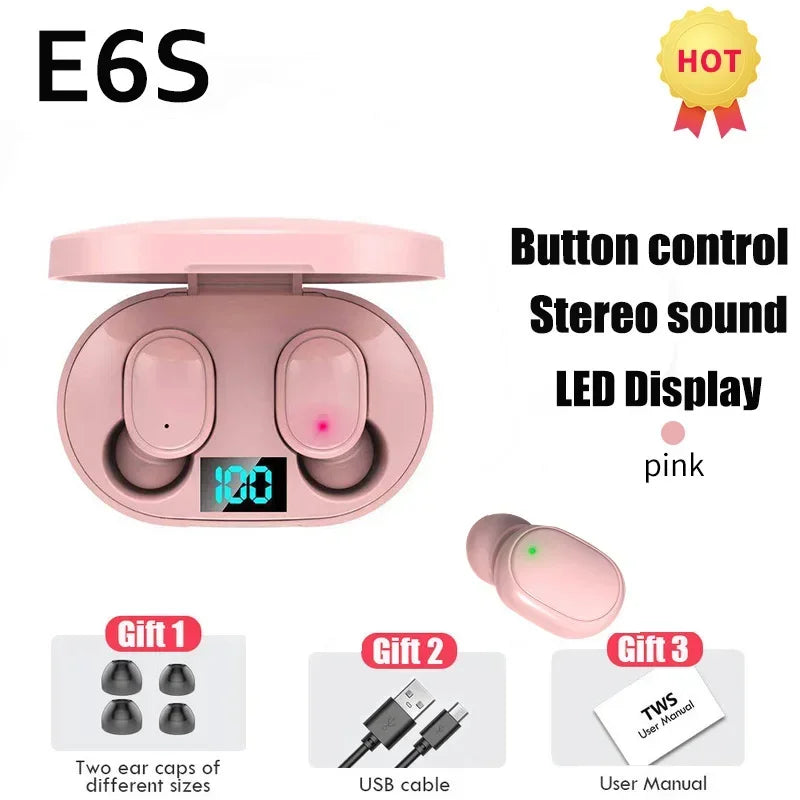 Os fones de ouvido Bluetooth E6STWS são fones de ouvido musicais Bluetooth sem fio e com cancelamento de ruído adequados para Android e iOS.