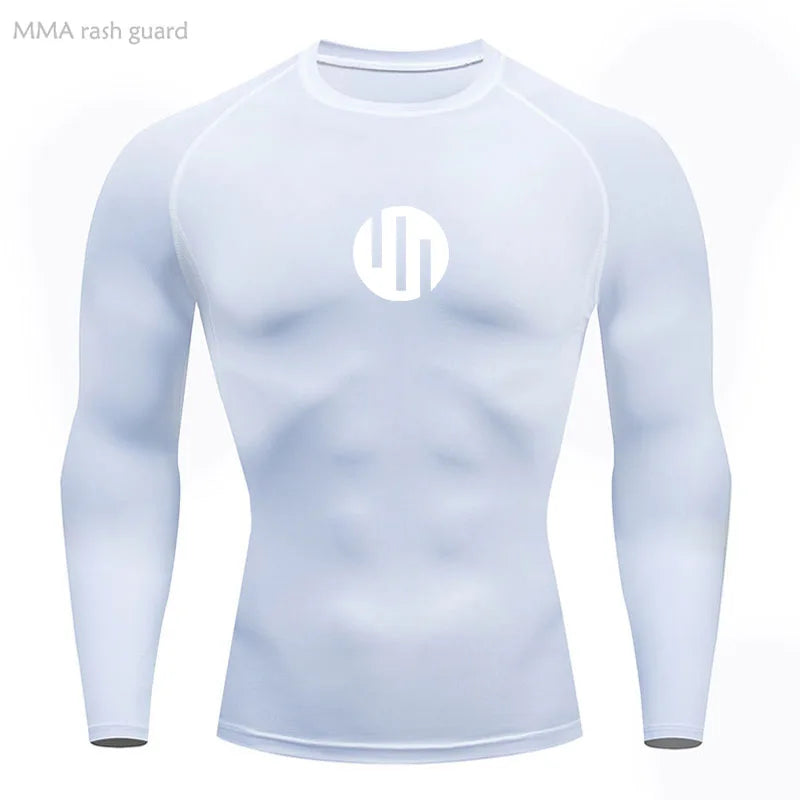 Camisa de Compressão Manga Longa Masculina para Corrida Treino Academia Esportes Roupa Íntima de Secagem Rápida Antissuor Protetor Solar Segunda Pele Masculina
