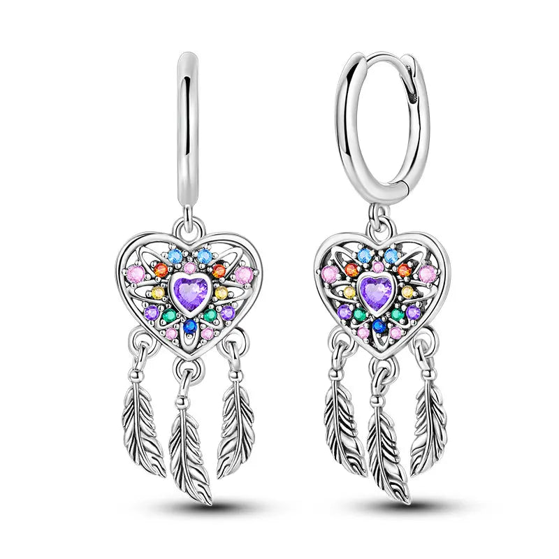 Orstarry 925 Sterling Silver Crystal Circular Eardrops Drop Earrings Women Earrings Charm Fashion Versatile Party Jewelry Gifts