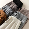 Calça Feminina de Malha Grossa Quente Casual Chique Básica Macia Elástica Cintura Alta Moda Coreana Calça Reta na Altura do Tornozelo Para Mulheres