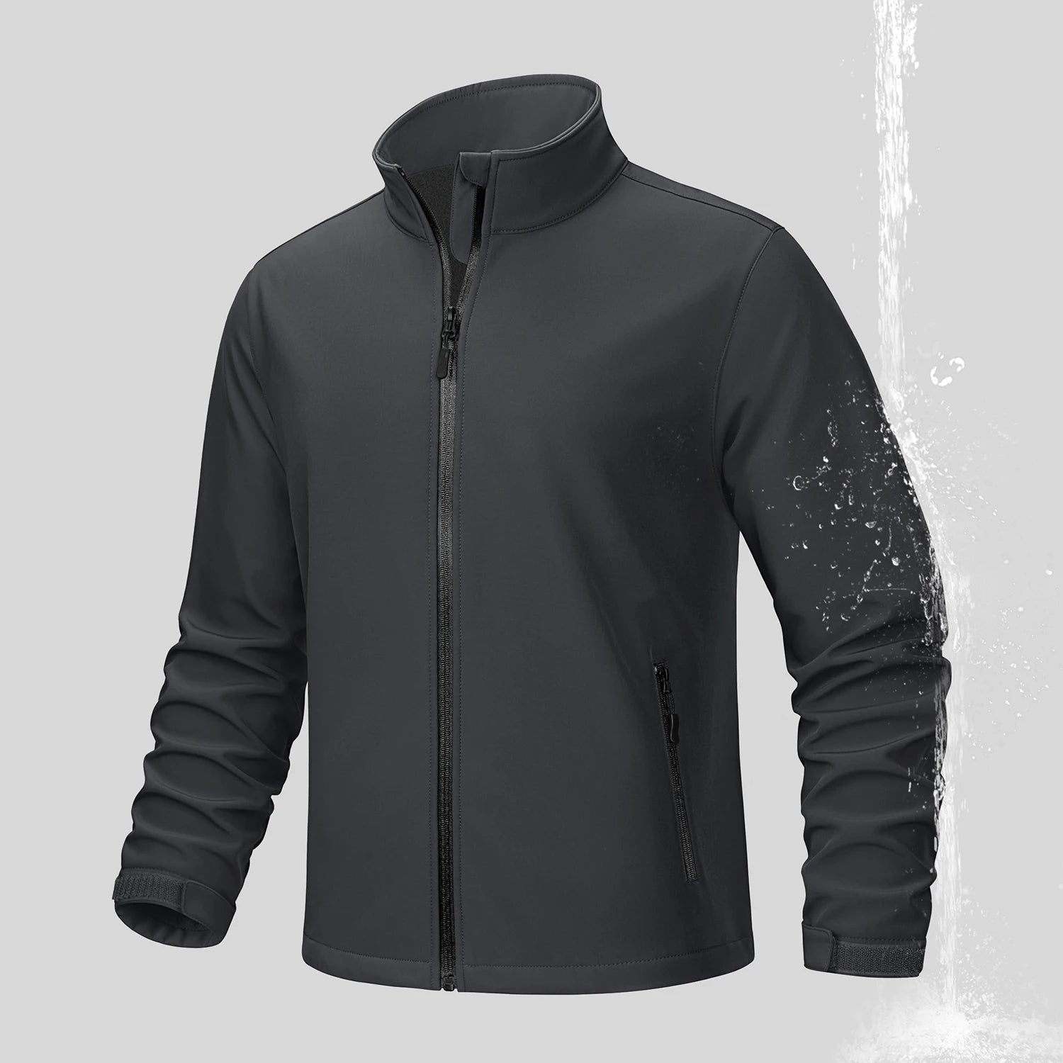 Jaqueta Softshell Masculina Tacvasen Forrada com Lã, Zíper Completo, Jaqueta de Chuva, Jaqueta de Trabalho para o Ar Livre, Corta-vento Masculino para Trekking e Caminhada na Primavera