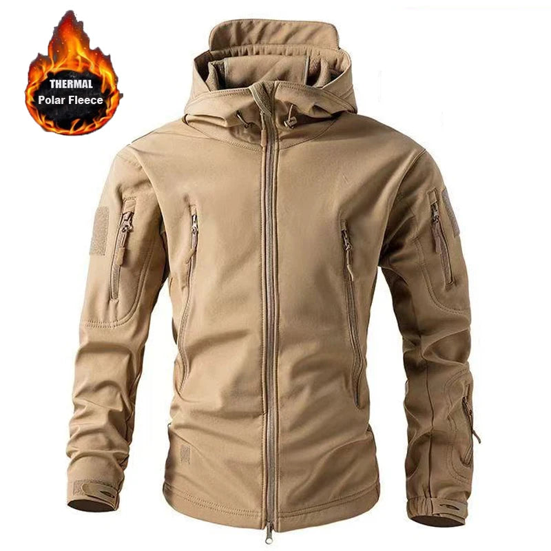 Jaquetas Masculinas de Softshell com Forro Polar para Inverno Outono, Corta-Vento, para Pesca ao Ar Livre, Caminhada, Caça, Térmicas, Acampamento, Casacos Cargo Quentes M-5XL
