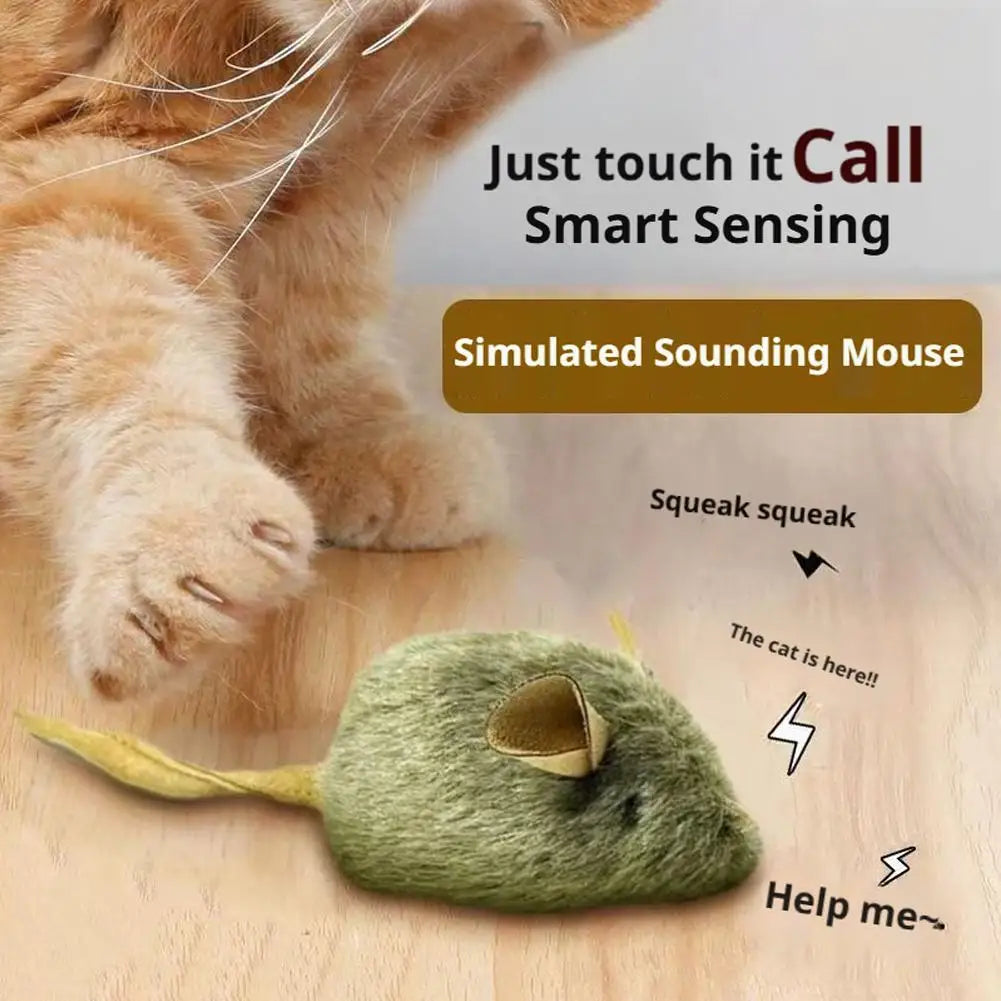 3 Peças Camundongos de Pelúcia para Gatos, Brinquedo Interativo Automático de Roedores com Som, para Gatinhos, Resistente a Mordidas, Suprimentos para Animais de Estimação