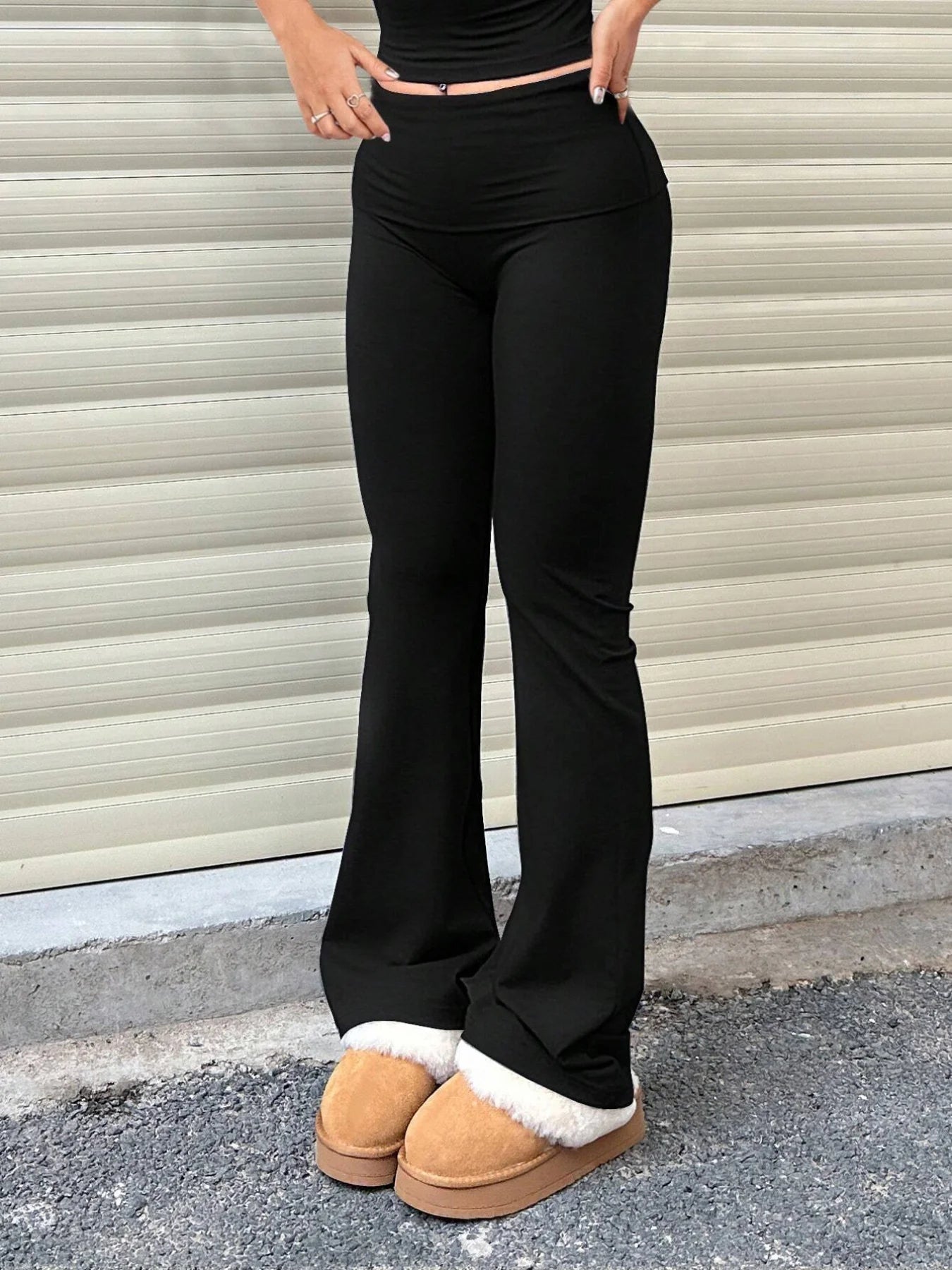 High Waist Wide Leg Leggings Nude Color Waist Shaping Butt Lifting Flared Pant Boot Cut Legs Leg Shaping Suitable For Slim Women