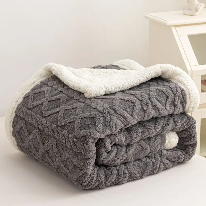 Rakksab Version Silk Fleece Lamb Fleece Bedroom Living Room Study Thickened Silk Fleece LambFleece Doublesided Blanket Available