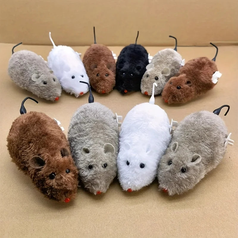 1/5 unidades Brinquedo Rato de Pelúcia Interativo de Corda para Gatos, Cães e Crianças, Brinquedo Animal Mecânico em Movimento para Brincar e Fazer Travessuras