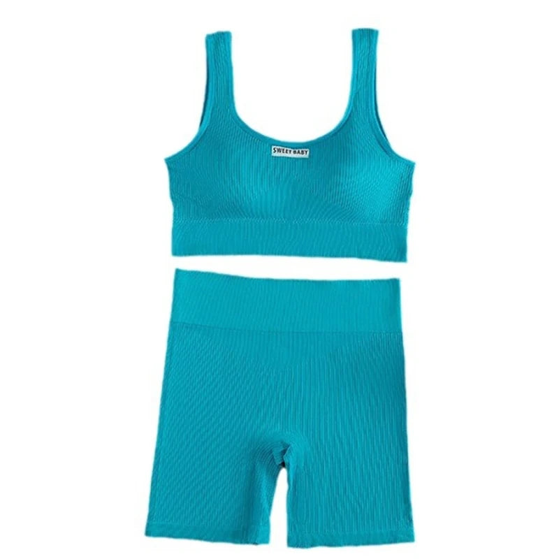 Conjunto de Yoga Feminino Sem Costura Fitness Roupa de Treino Sutiã Esportivo Legging Cintura Alta Sexy Decote V Profundo Roupa de Ginástica 2024 Novo Roupa Esportiva