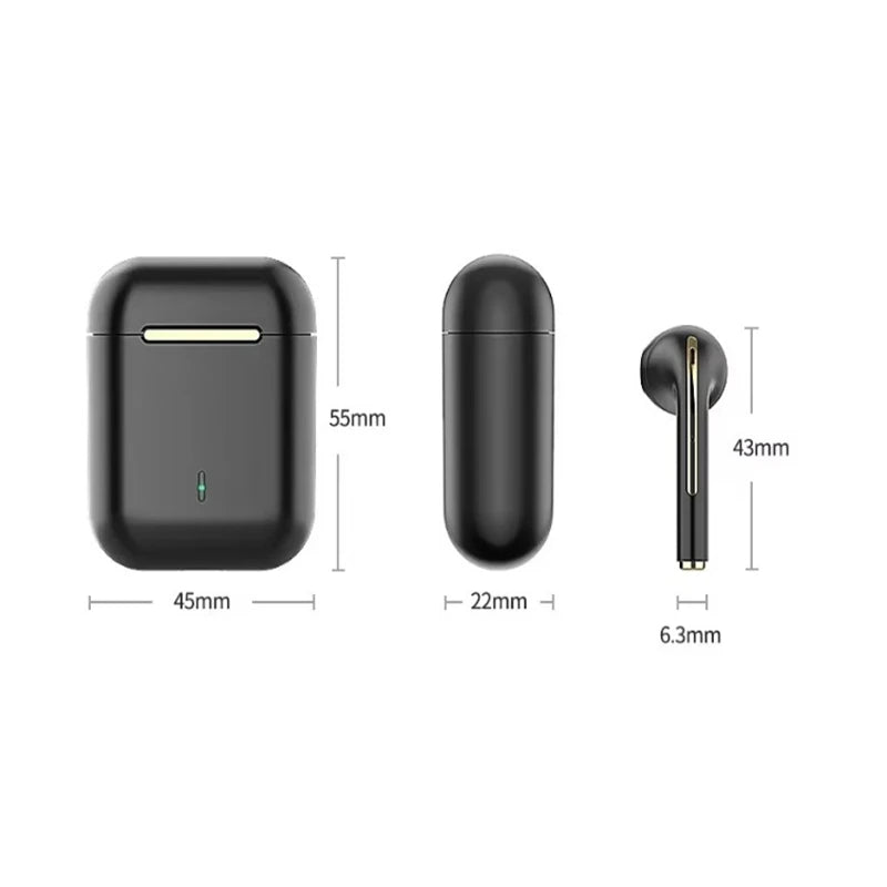 Fone de Ouvido Bluetooth J18 5.3, Auricular Dul-Channel com Estojo de Carregamento USB-C HiFi Estéreo, Fones de Ouvido Intra-auriculares,