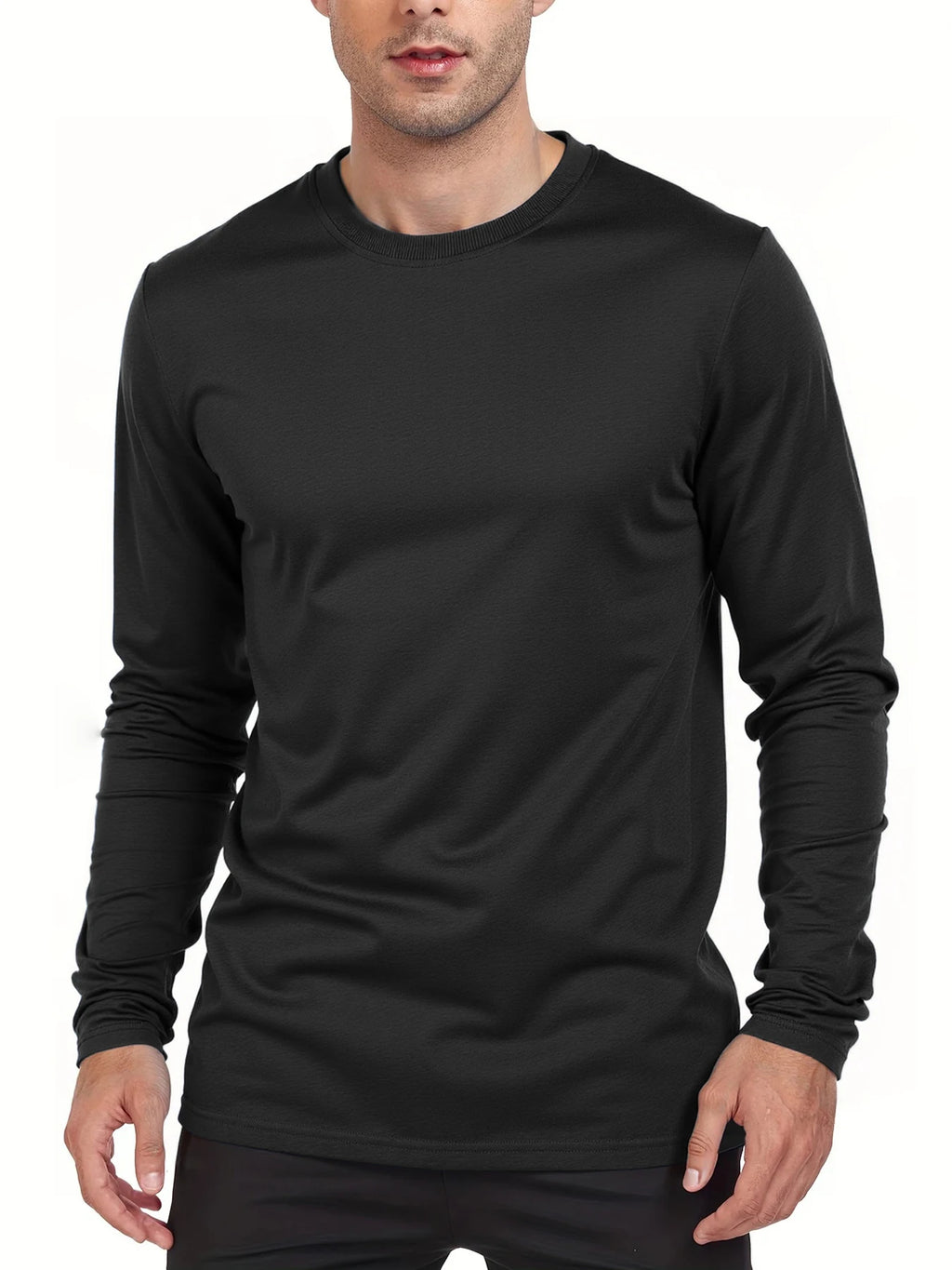 Camisetas Masculinas de Manga Longa Casuais Gola Redonda Que Absorvem a Umidade Camisetas Masculinas Tops Esportivos confortáveis versáteis Camisetas Masculinas