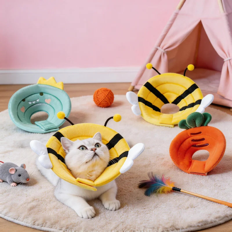Coleira de Recuperação Suave Elizabeth para Gatos Cães - Cone de Proteção Anti-Lambida Ajustável para Pescoço Pós-Cirurgia de Animais de Estimação Atacado