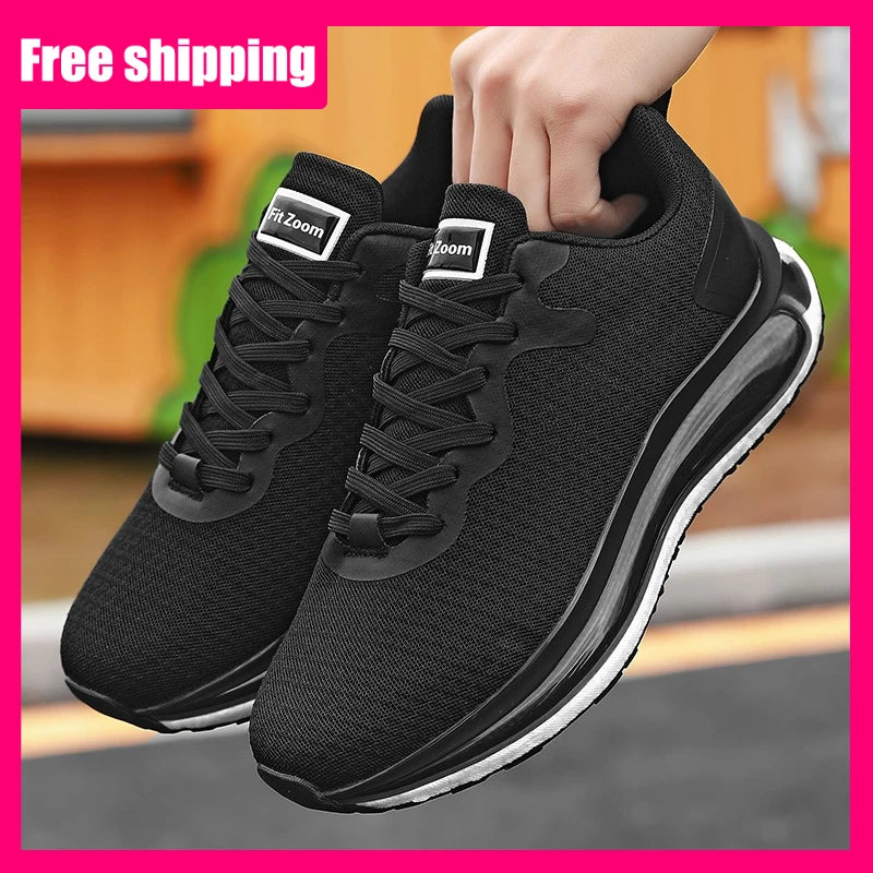 Mens Running Shoes Lightweight Shock-absorbing Mesh Breathable Fitness Shoes Fashion Comfortable New Outdoor Road Jogging Shoes