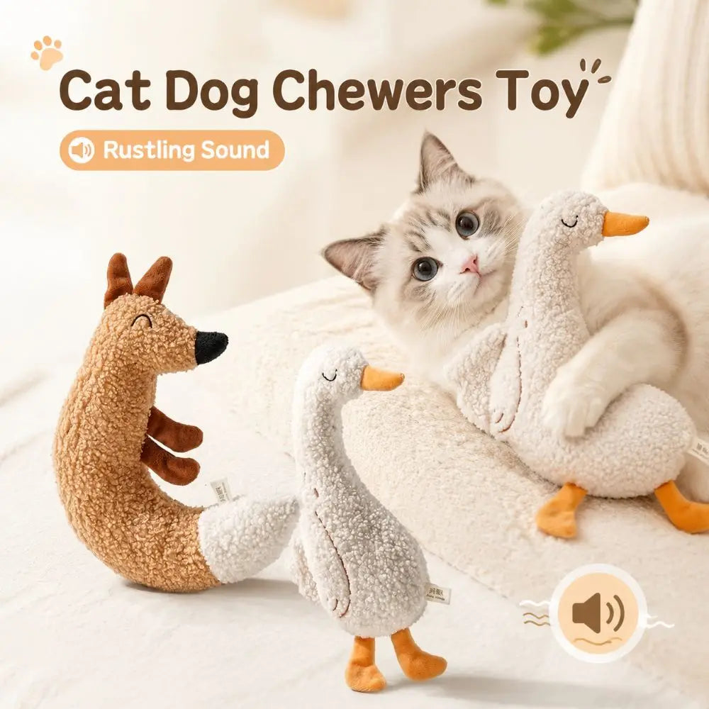 Brinquedo para Gato e Cachorro em Forma de Ganso, com Som, Engraçado, para Pets, para Aliviar o Tédio, Mordedor Interativo para Gatos, Desenho Animado