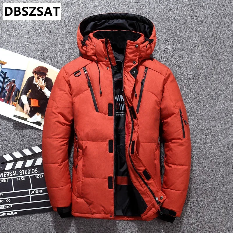 '-20 Degree Winter Down Coat Men White Duck Down Parkas Jacket Mens Thick Warm Snow Parka Jacket Overcoat Windbreaker Warm Parkas