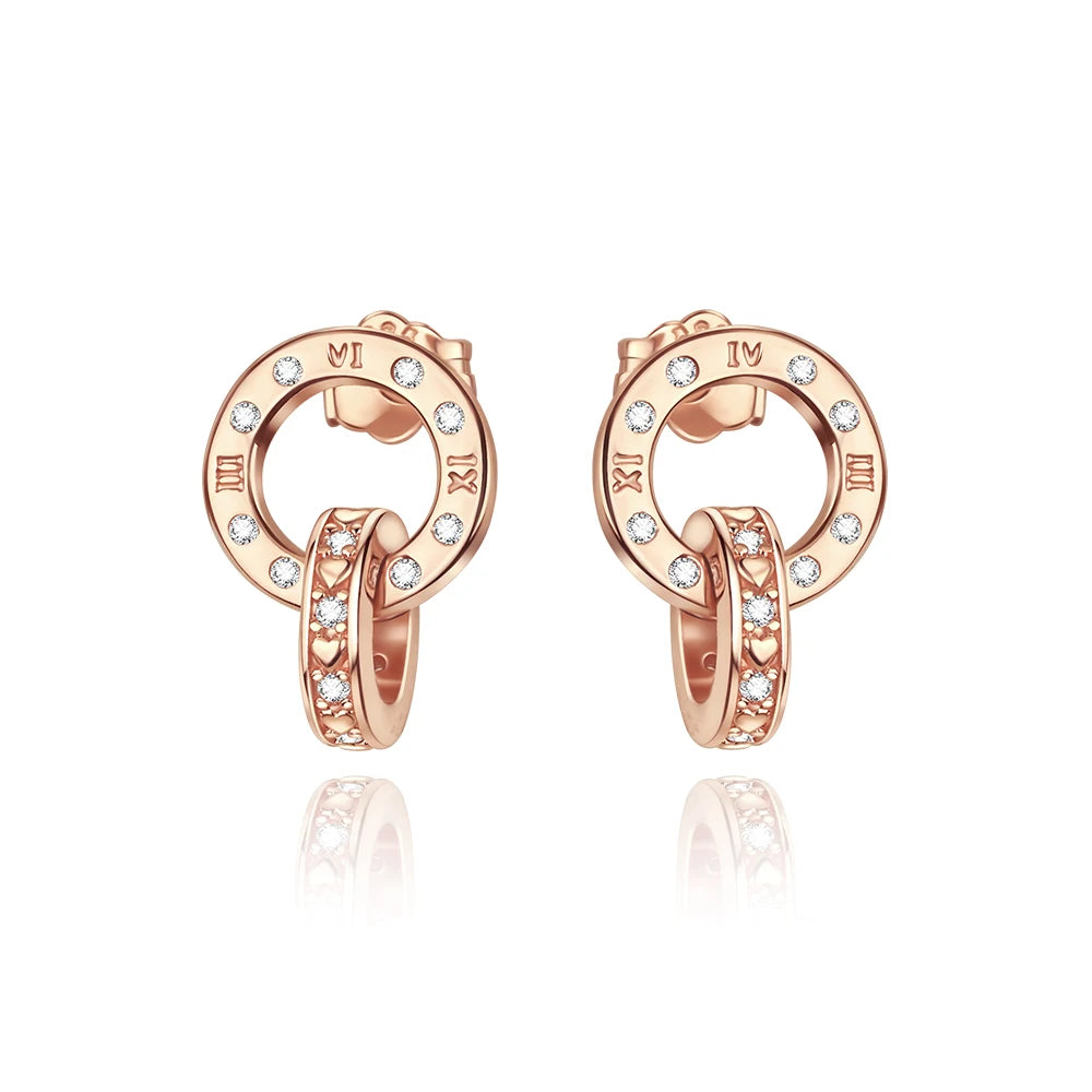 Rose Gold Series 925 Sterling Silver Flamingo Giraffe Star and Moon Flower Earrings Elegant Party Jewelry Gifts