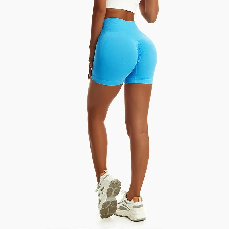 Short Mulher de Academia Cintura Alta Fitness Treino Yoga Roupa Corrida Legging Levanta Bumbum Shorts Ciclista Esportivo