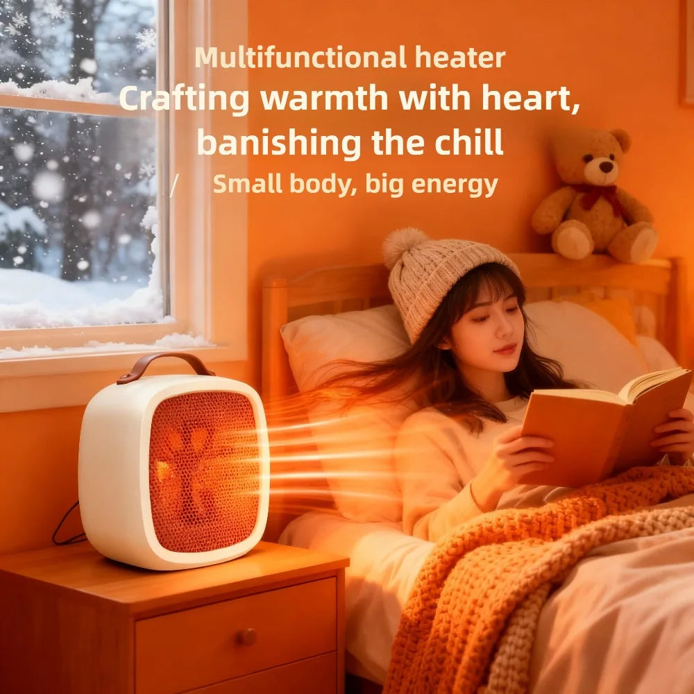 Mini Aquecedores Portáteis Domésticos de Mesa Silenciosos Aquecedor Rápido Ventilador 500W Aquecedores de Ar Quente PTC-Cerâmica para Escritório Interno Inverno