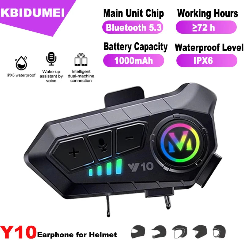 Motorcycle Helmet Headset IPX6 Waterproof Noice Reduction Earphone Super Long Standby Wireless Hands Free Headphone