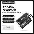 Power Bank 70000mAh 140W Carregamento Rápido Lanterna Camping