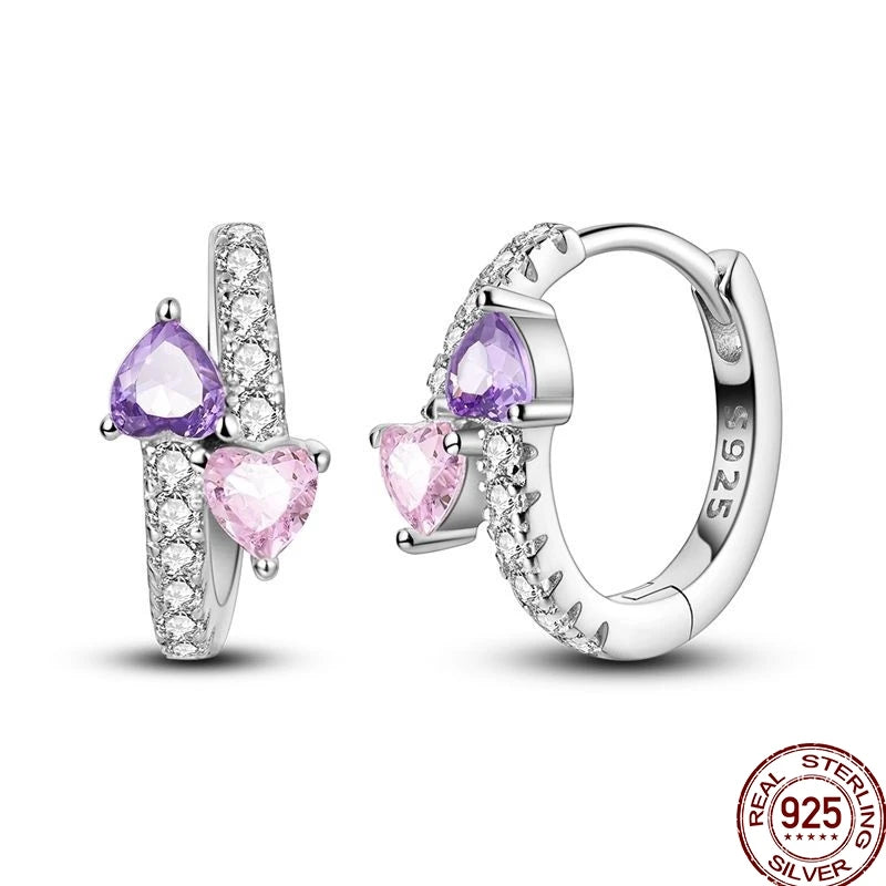 Earrings 925 Sterling Silver Colorful Shiny Zircon Earrings Temperament Charm Luxury Party Jewelry Gift Birthday Anniversary