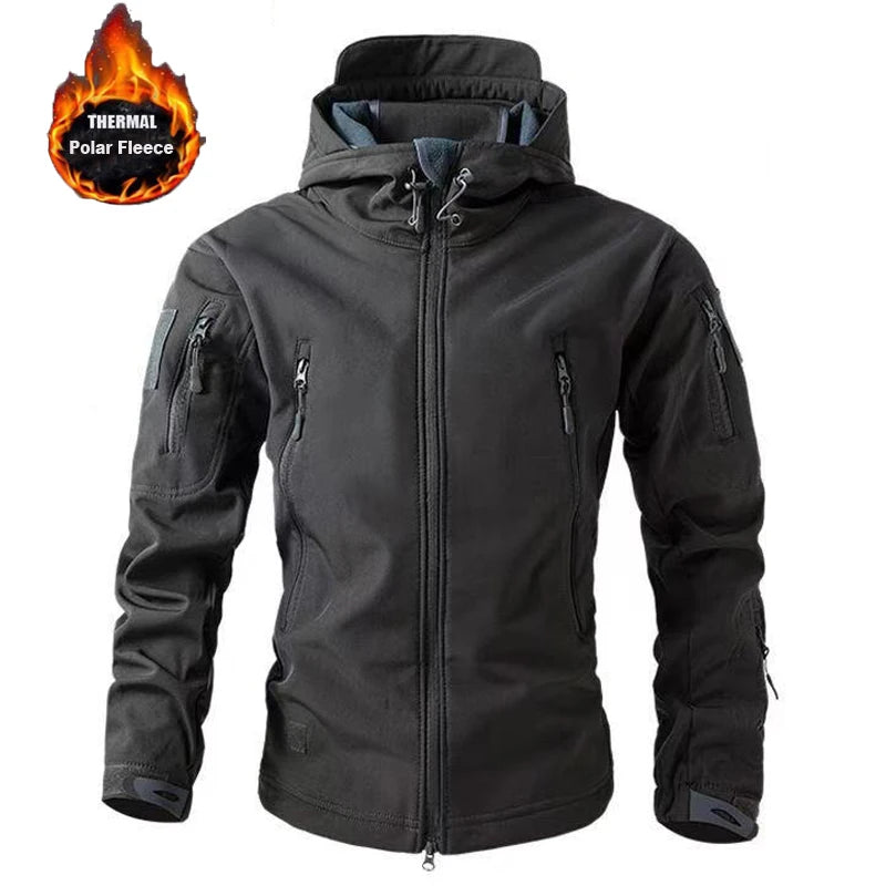 Jaquetas Masculinas de Softshell com Fleece para Inverno e Outono, Corta-vento, para Pesca, Caminhada, Caça, Térmicas, Acampamento, Casacos Cargo, Quentes, M-5XL