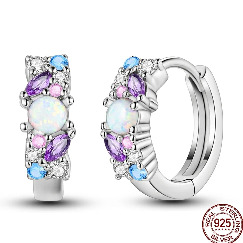 Brincos Zircônia Colorida Brilhante Prata Esterlina 925 Temperamento Charme Luxo Festa Joia Presente Aniversário