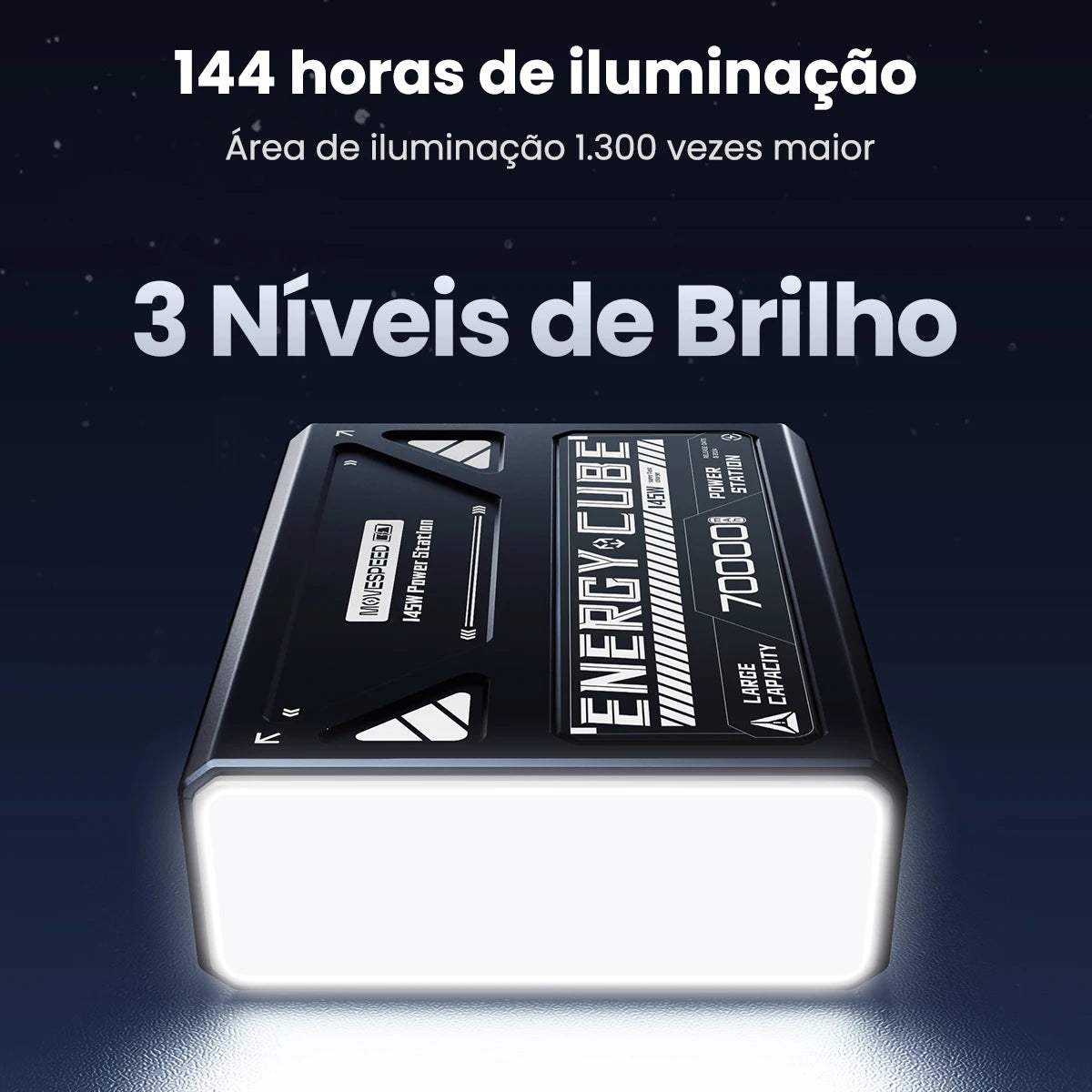 Power Bank 70000mAh 140W Fast Charge Flashlight Camping
