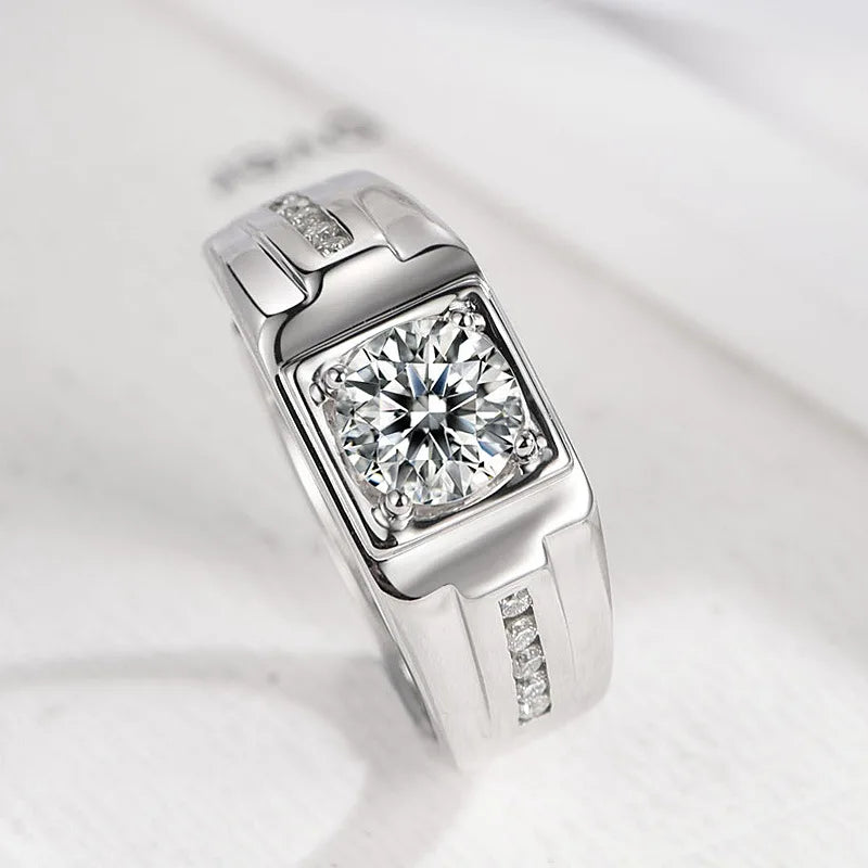 Anel Masculino Feminino Prata Esterlina 925 Moissanite 1ct Joia Luxo para Casamento Noivado Charme Moda Presentes de Festa