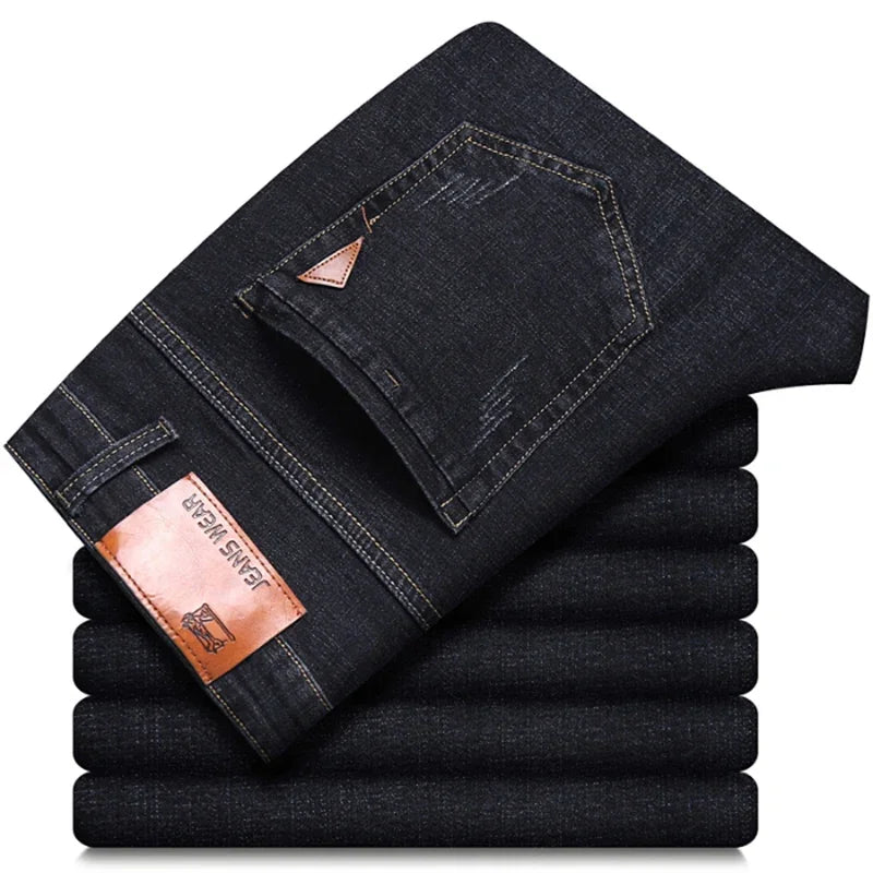 Calça Jeans Reta Masculina Moda Masculina 2026 Calça Slim Fit Elástica Confortável Macia Negócios Jeans Calça Jeans Marca de Roupa Masculina